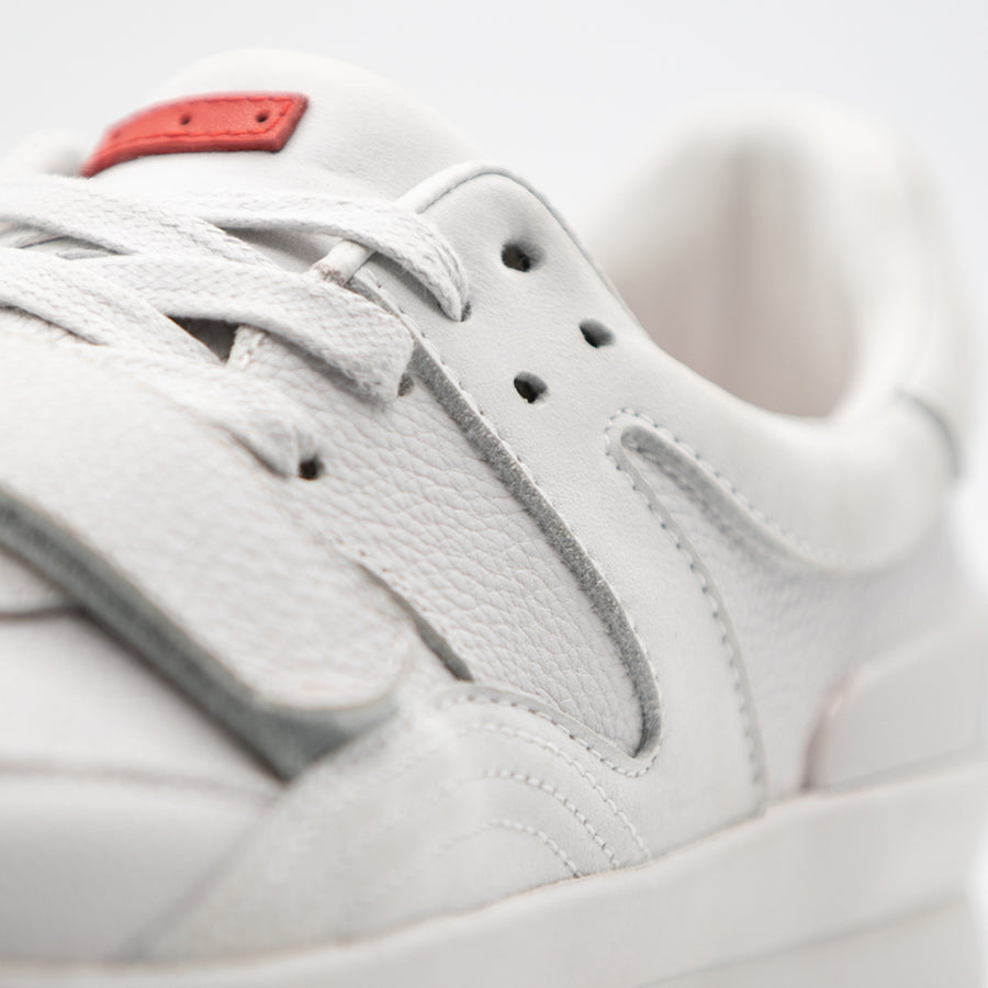 Dumont Light Grey Full-Grain Leather / White