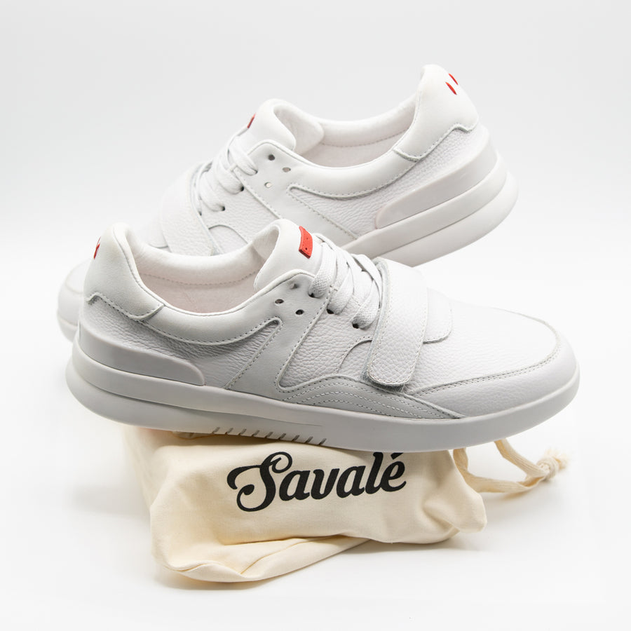 Dumont Light Grey Full-Grain Leather / White