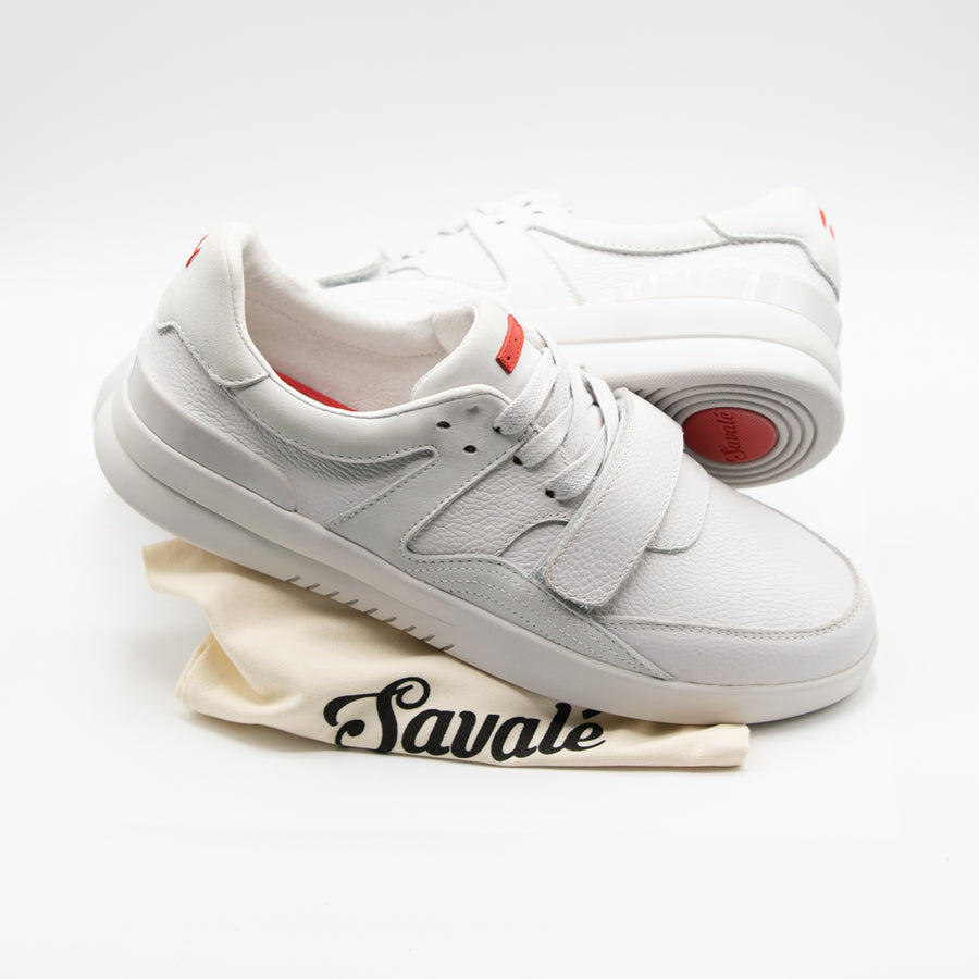 Dumont Light Grey Full-Grain Leather / White