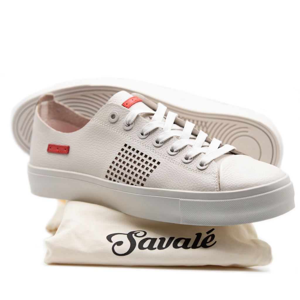 Seika / Light Bone Grey Full-Grain Leather